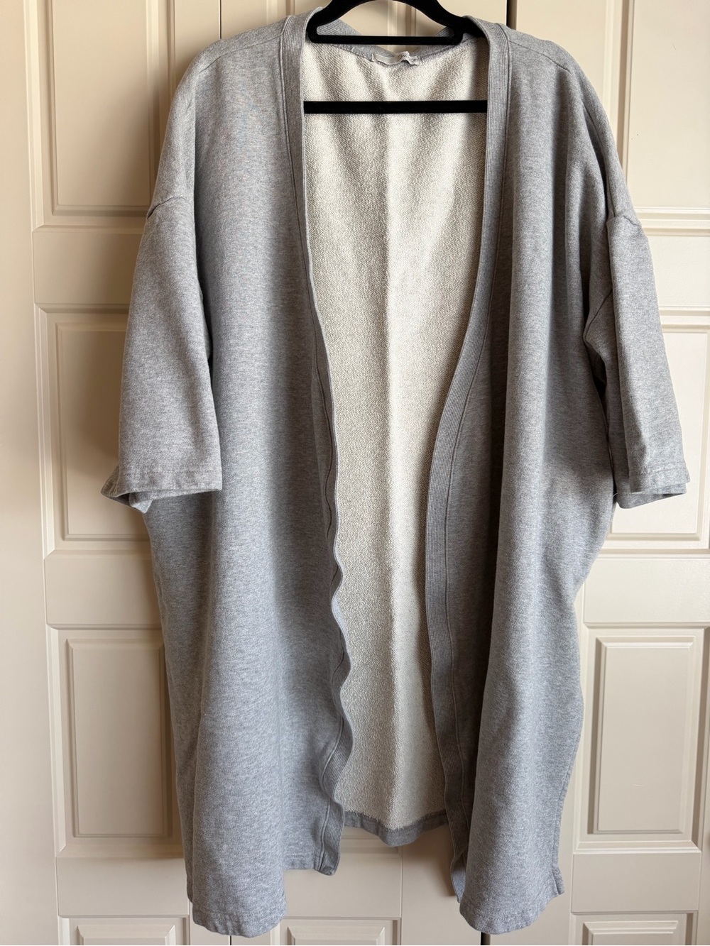 Oak & Fort Open-Front Grey Cardigan Terry Fleece Sweatshirt